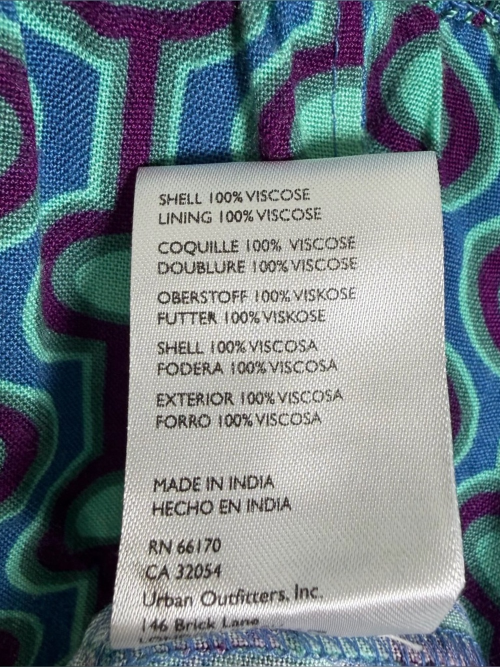 Urban Outfitters Women’s Blue Geometric Print Smocked Dress Boho Retro Y2K Sz L - Picture 9 of 12